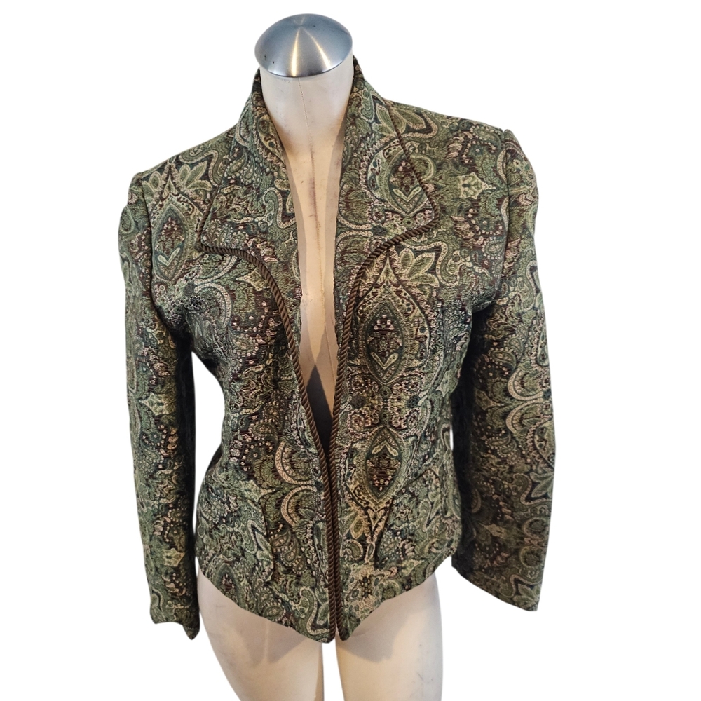 Ninety Size 10 Green Brown Tapestry Blazer